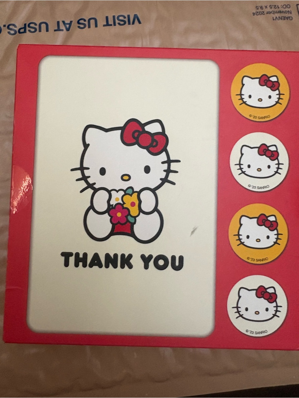 Hello Kitty Yellow & Red Thank You Note Card Set
